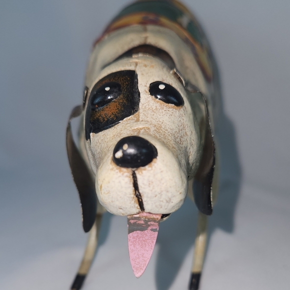 Adorable Resin Dog with Metal Tail, Ears, Tang Figurine 10.2" x 2.8" and 5.6"T - Picture 2 of 6